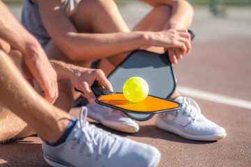Bright, sunny outdoor pickleball court